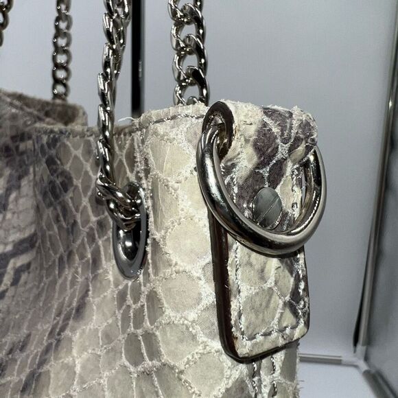 MICHAEL KORS Chain Python Leather JET SET Tote Hobo Convertible Shoulder Bag WIT - Picture 6 of 15
